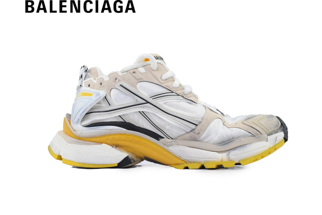 Balenciaga Runner men's shoes  women sneakers White And Yellow