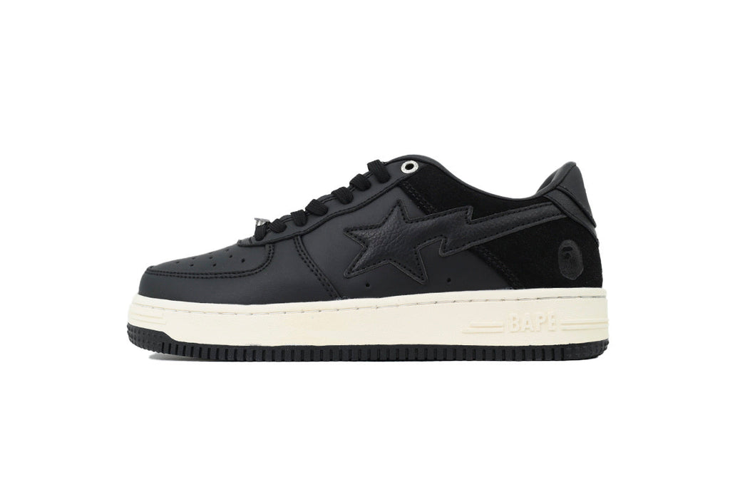 A BATHING APE BAPE STA Black & Cream Tonal-Star Sneakers | Women's & Men's Skate-Inspired Shoes