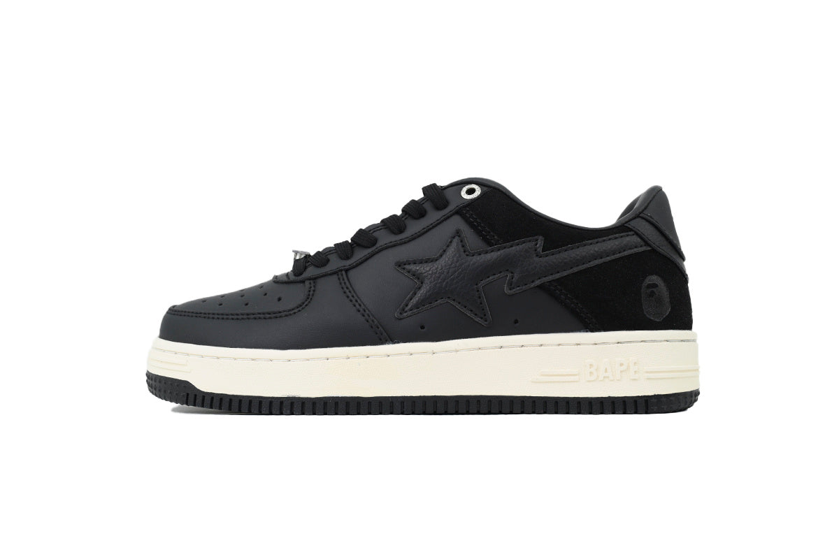 A BATHING APE BAPE STA Black & Cream Tonal-Star Sneakers | Women's & Men's Skate-Inspired Shoes