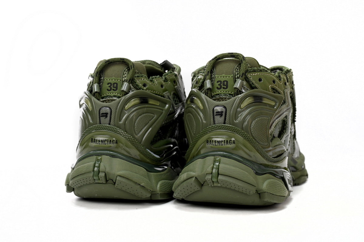 Balenciaga men's shoes Track Runner Sneaker – Distressed Low-Top  balenciaga runners Army green
