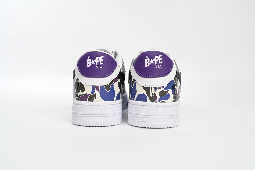 A BATHING APE BAPE STA Purple Camo & White Sneakers | Women's & Men's Skate-Inspired Shoes
