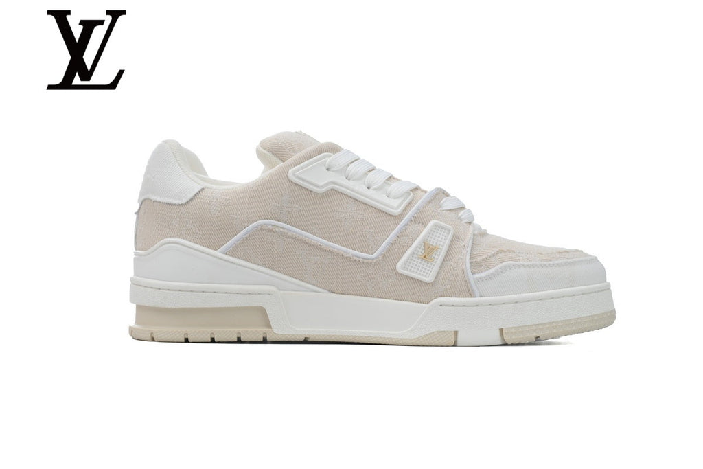 Louis Vuitton Trainer shoes for man  women Sneakers - White Printed