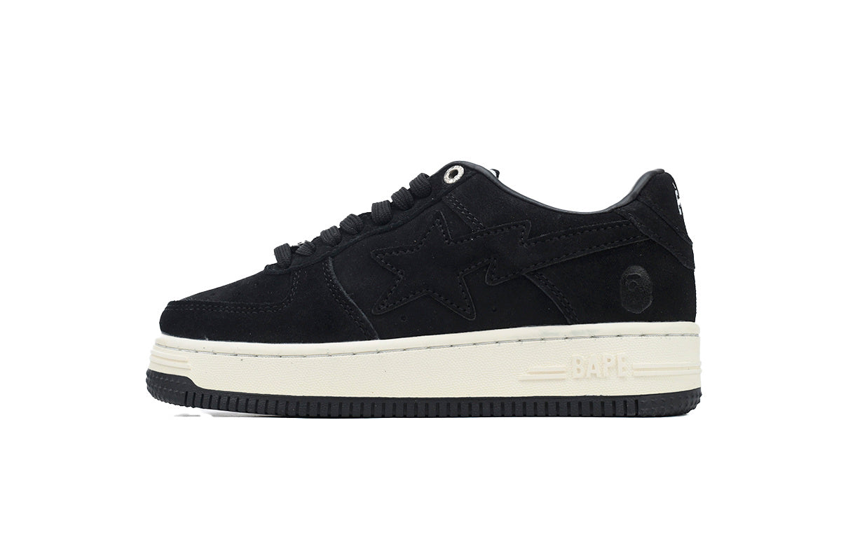 A BATHING APE BAPE STA Black & Cream Tonal-Star Sneakers | Women's & Men's Skate-Inspired Shoes