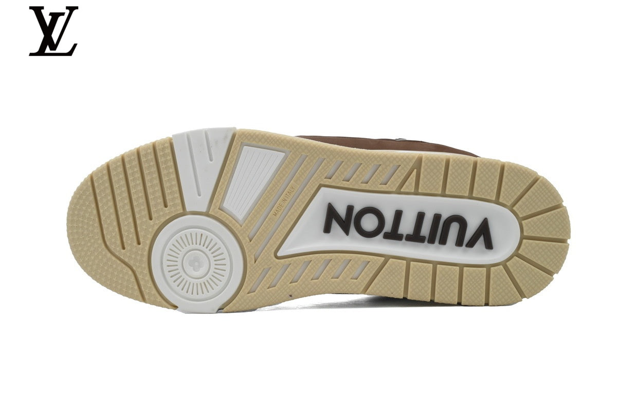 Louis Vuitton LV shoes for man  women Trainer Sneaker – Brown & White