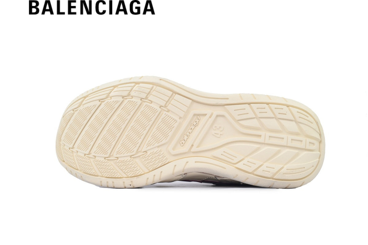 Balenciaga Skate men's shoes  women sneakers Cream & Burgundy