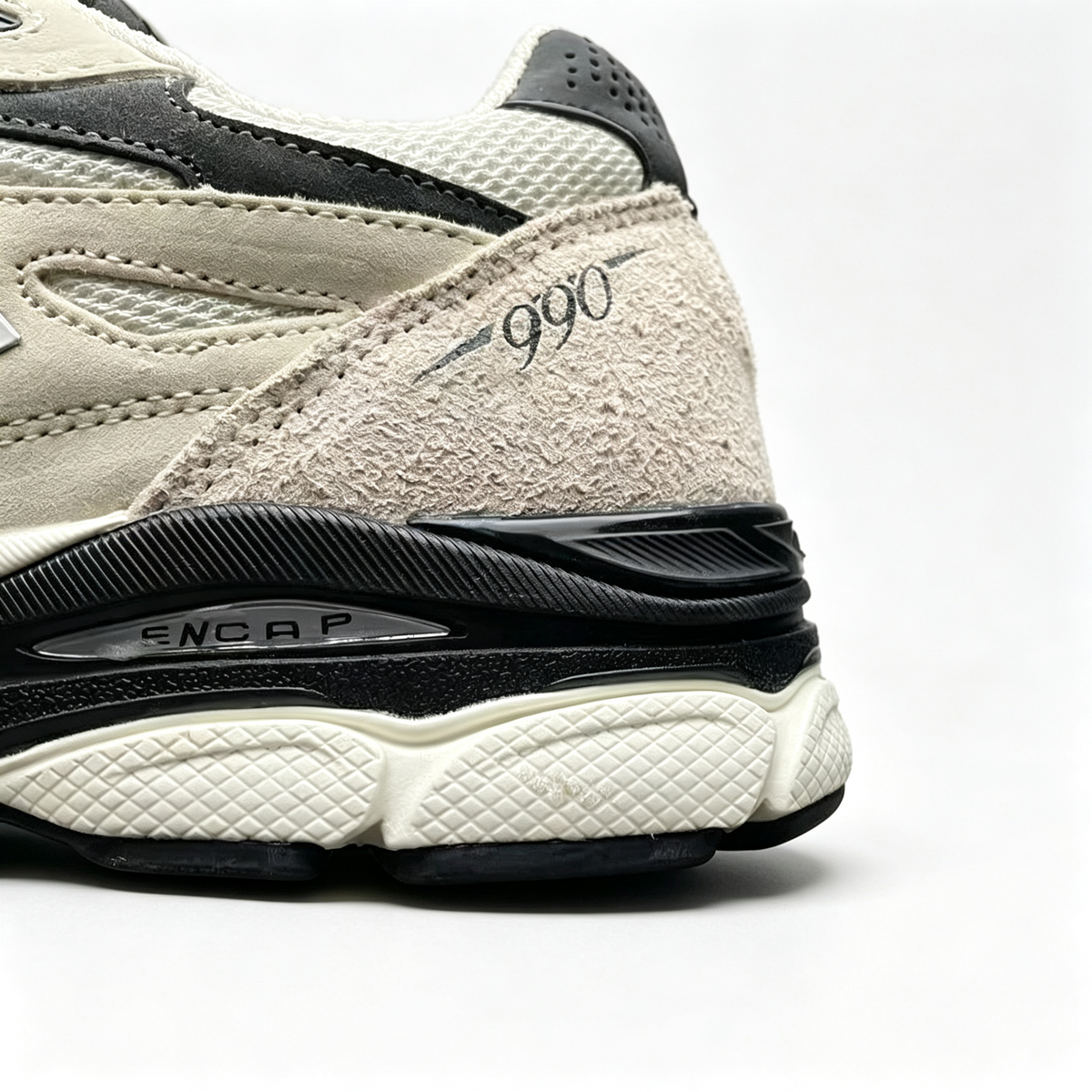 JJJJound x New Balance 990v3 Moonbeam Women's & Men's Cream Black Retro Sneakers