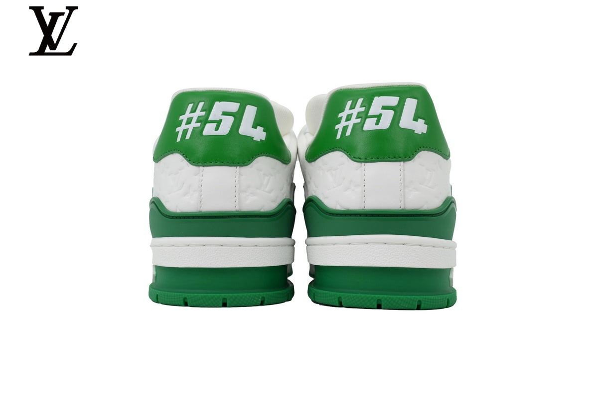 Louis Vuitton LV shoes for man  women Trainer Sneaker – Green & White Monogram