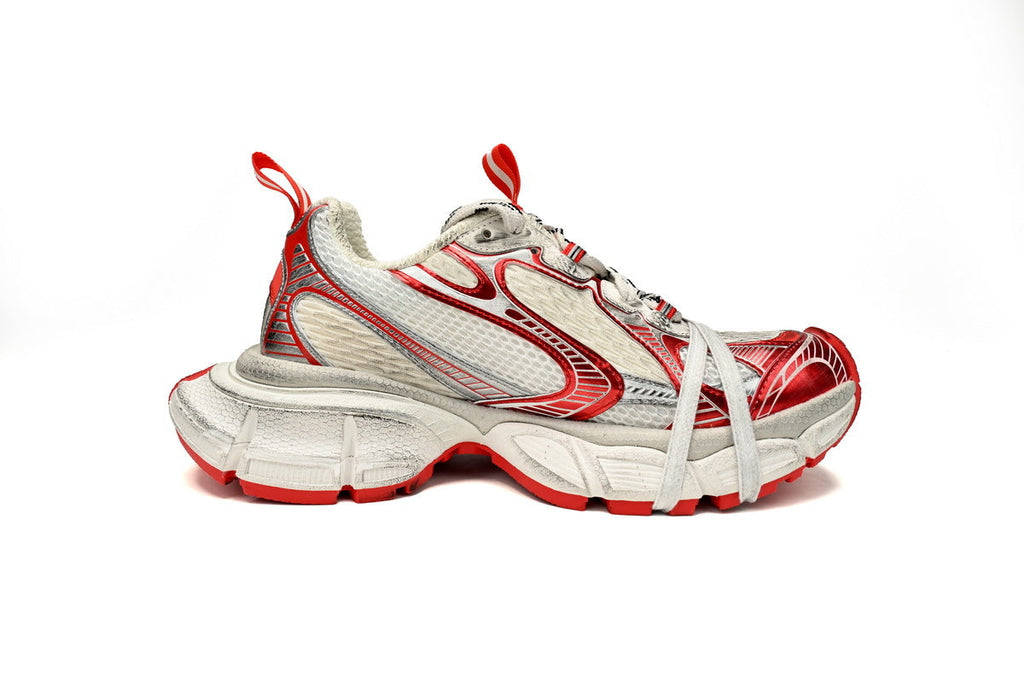 Balenciaga 3XL  men's shoes Track  Sneaker – Low-Top Chunky Sole  balenciaga runners White and Red