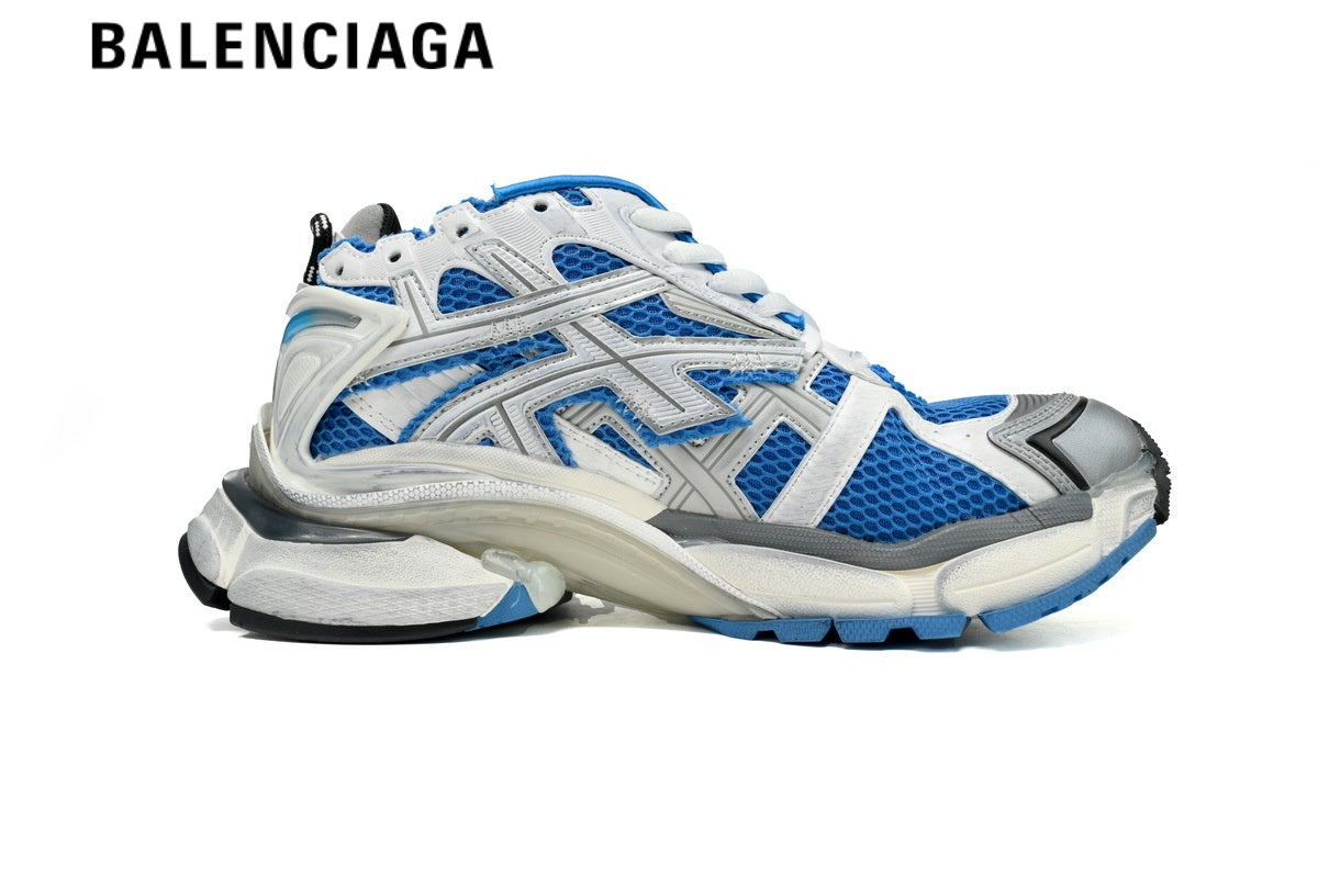 Balenciaga Runner men's shoes  women sneakers White Blue