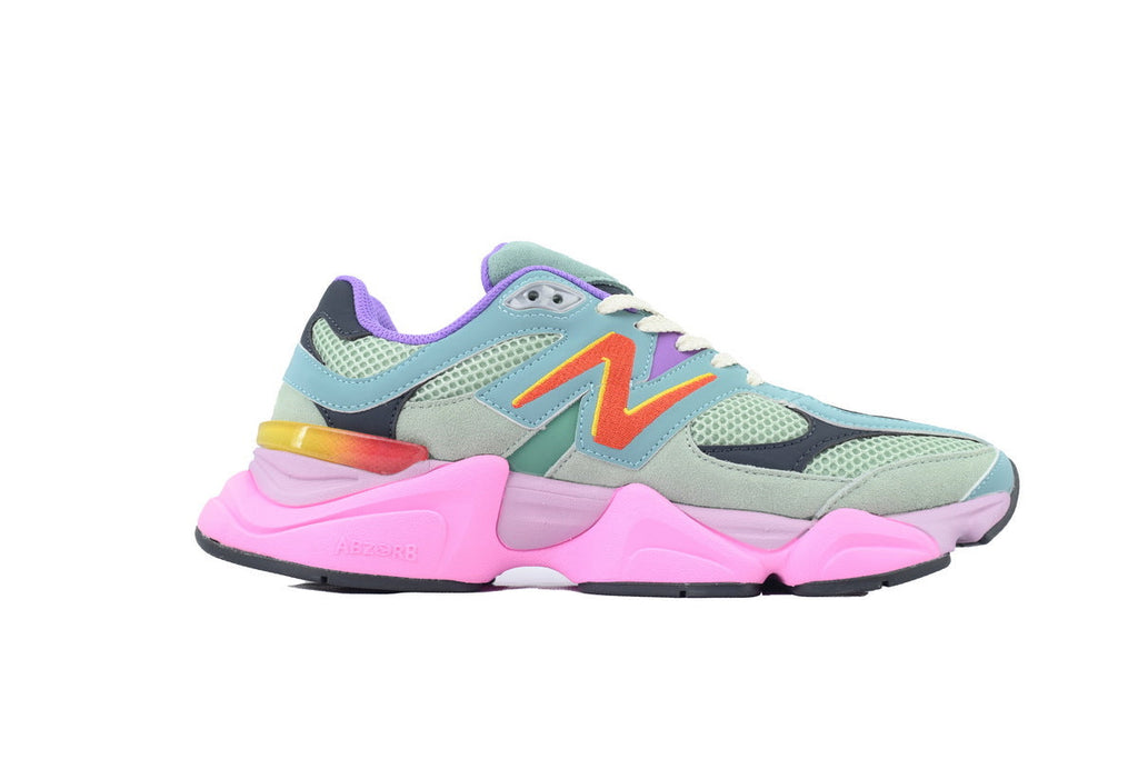 New Balance 9060 Women's & Men's Mint Green & Pink Chunky Retro Sneakers