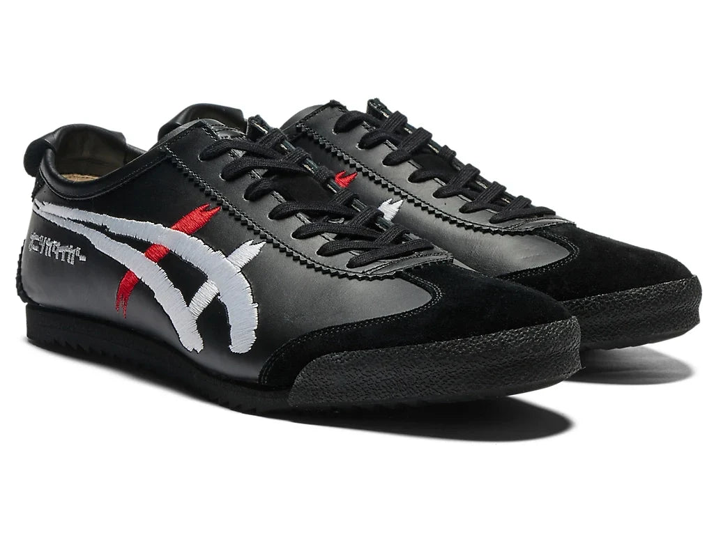 Onitsuka Tiger Mexico 66 Unisex Sneaker Black White Red Embroidery  running shoes women asics mens shoes