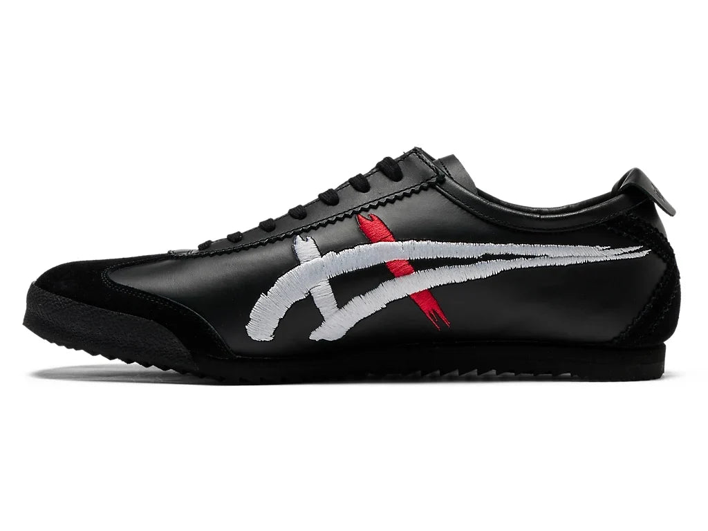 Onitsuka Tiger Mexico 66 Unisex Sneaker Black White Red Embroidery  running shoes women asics mens shoes