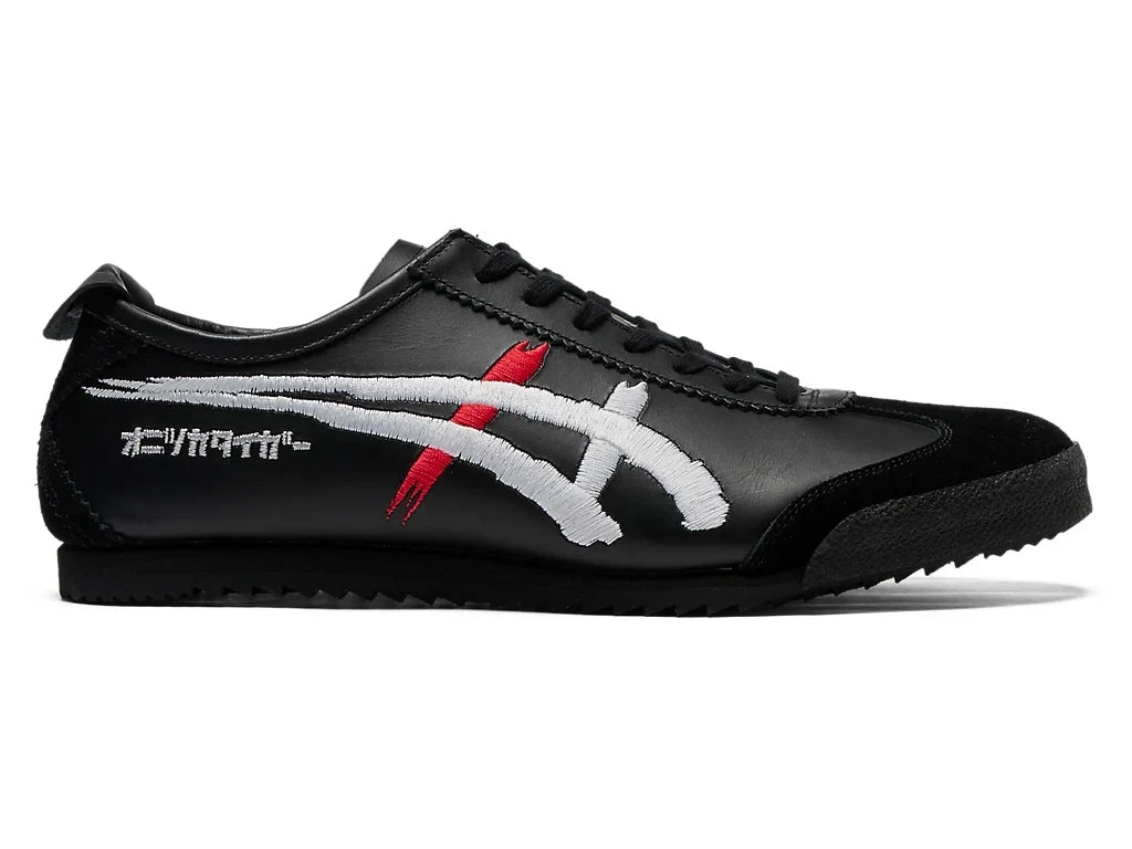 Onitsuka Tiger Mexico 66 Unisex Sneaker Black White Red Embroidery  running shoes women asics mens shoes