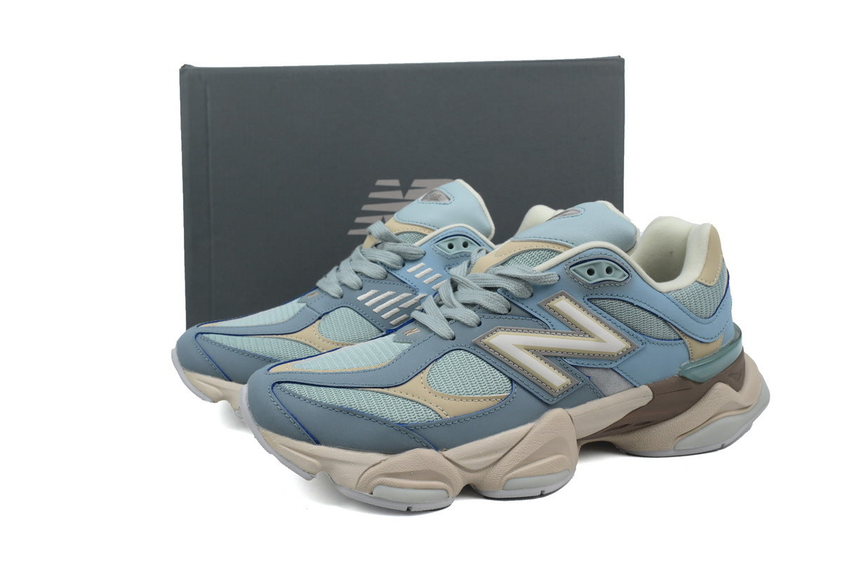 New Balance 9060 Women's & Men's Light Blue Beige Chunky Retro Sneakers
