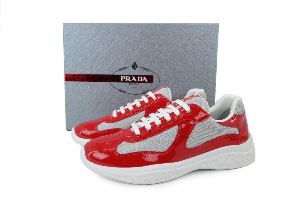Prada America's Cup Sneakers  slip ons womens  prada designer mens shoes  Greyish-red