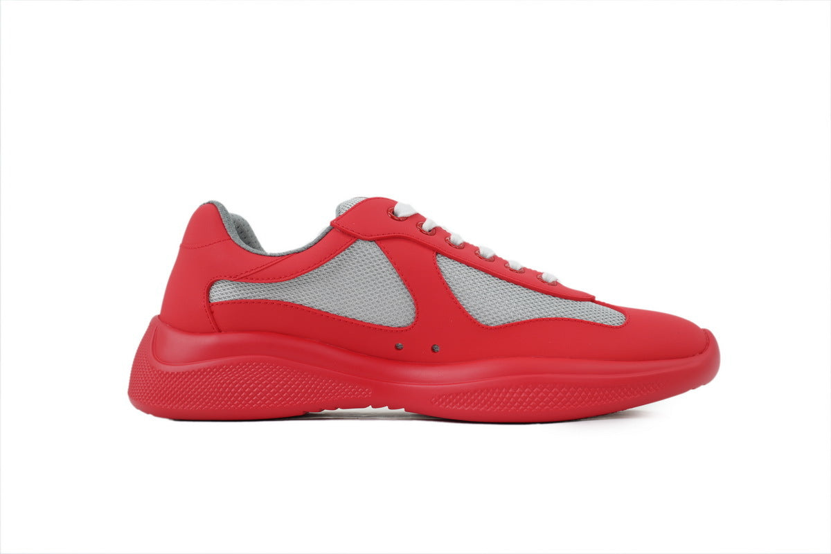 Prada America's Cup Sneakers slip ons womens  prada designer mens shoes Red-gray