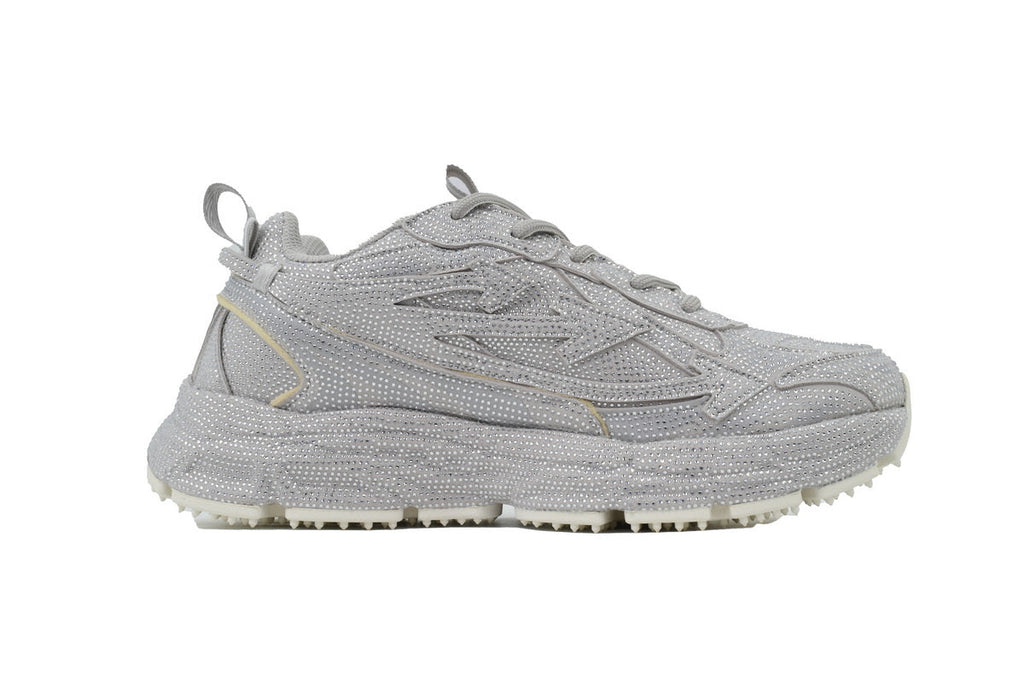 Off-White Be Right Back Women's Men's Silver Sparkle Chunky Sneakers