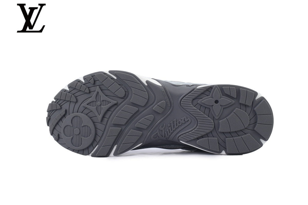 Louis Vuitton Low Top Sneaker – Silver Metallic Leather & Mesh with White Midsole