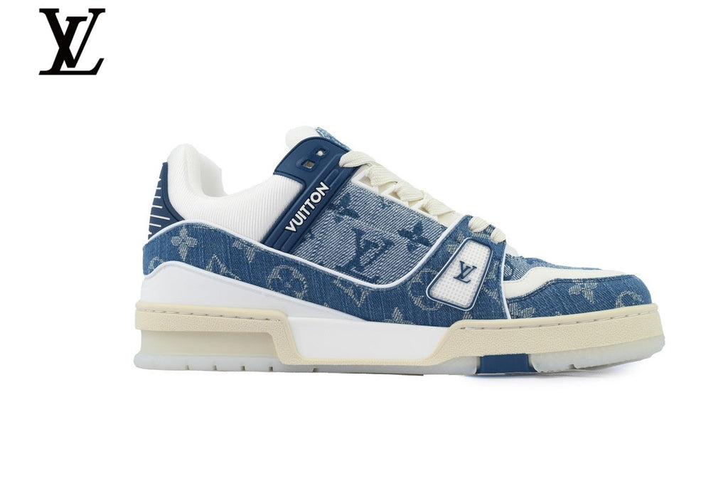 Louis Vuitton Trainer  shoes for man  women Sneaker – Blue Denim Monogram