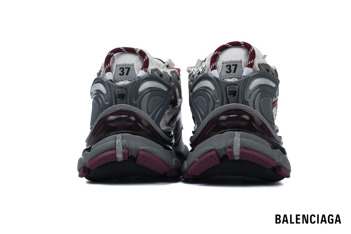 Balenciaga Runner men's shoes  women sneakers– White & Burgundy
