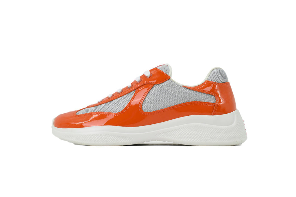 Prada America's Cup Sneakers  slip ons womens  prada designer mens shoes  Grey-orange