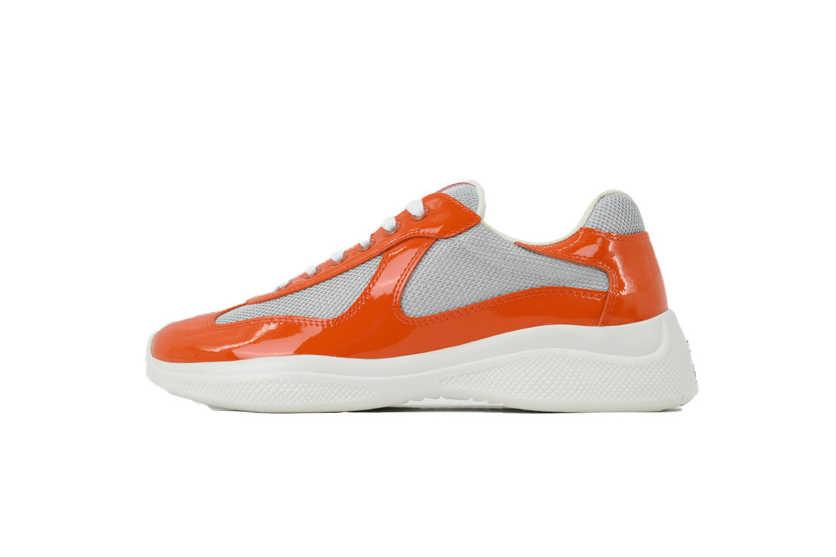 Prada America's Cup Sneakers  slip ons womens  prada designer mens shoes  Grey-orange