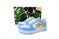 A BATHING APE BAPE STA Glossy Sky Blue & White Gold Eye-Graphic Sneakers | Women's & Men's Skate-Inspired Shoes