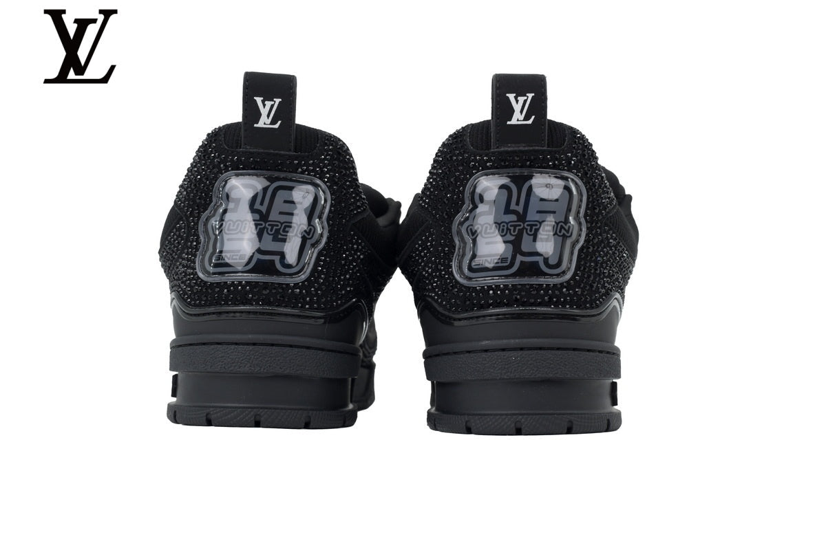 Louis Vuitton  shoes for man  women Skate Sneaker – Black Rhinestone