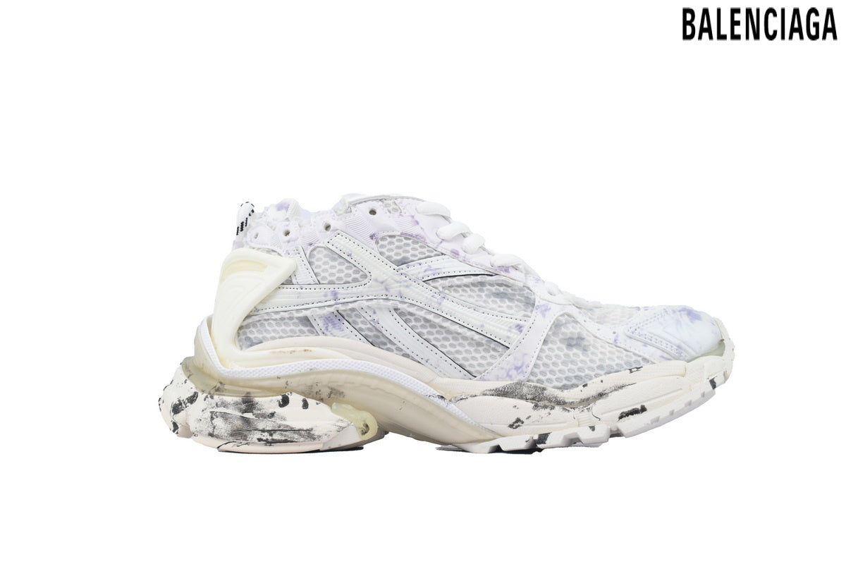 Balenciaga Runner men's shoes  women sneakers – White & Purple Splatter