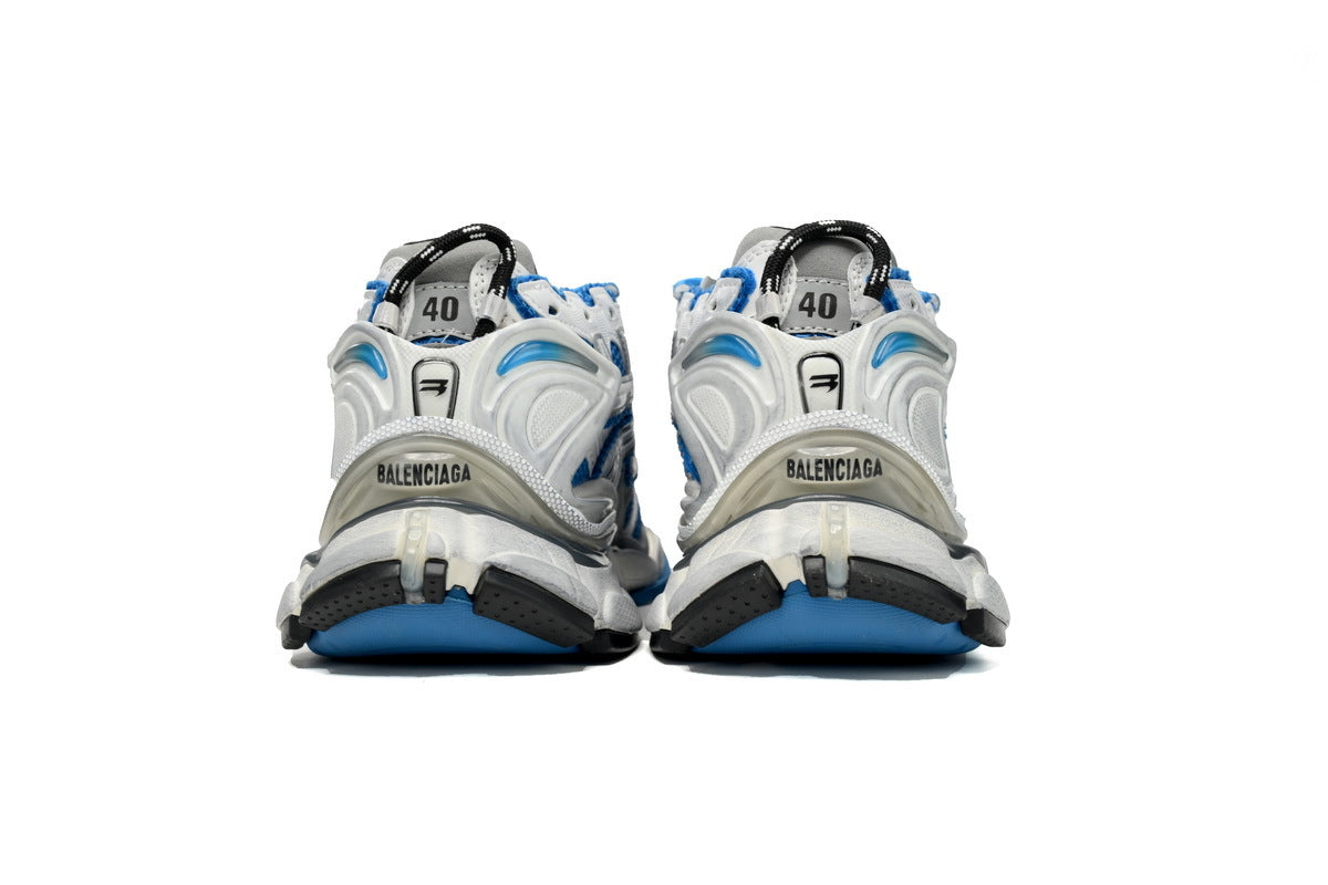 Balenciaga  men's shoes Track  Runner Sneaker – Distressed Low-Top  balenciaga runners White and blue