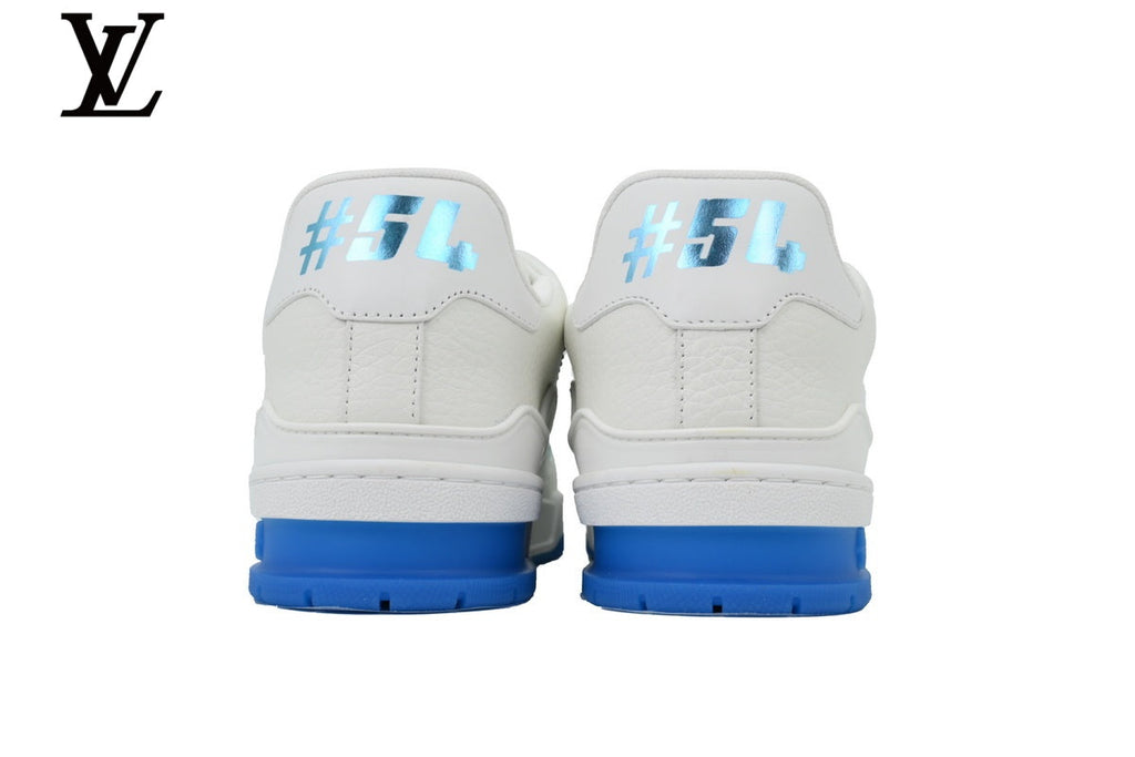 Louis Vuitton Trainer  shoes for man  women  Sneaker – White with Blue Sole