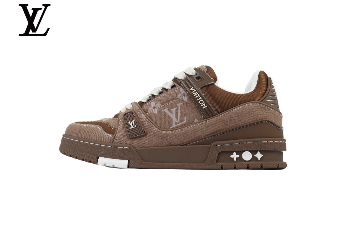 Louis Vuitton Trainer  shoes for man  women Sneaker – Monogram Denim in Brown