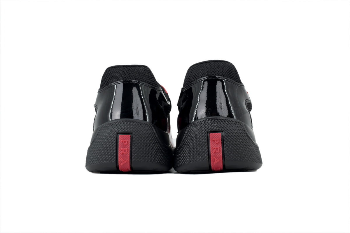 Prada America's Cup Sneakers  slip ons womens  prada designer mens shoes  Red and black