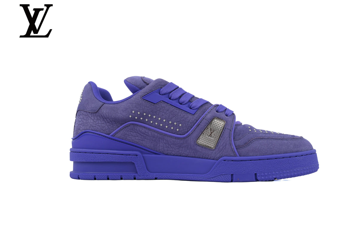 Louis Vuitton Trainer  shoes for man  women Sneaker – Purple Suede with Rhinestone Embellishment