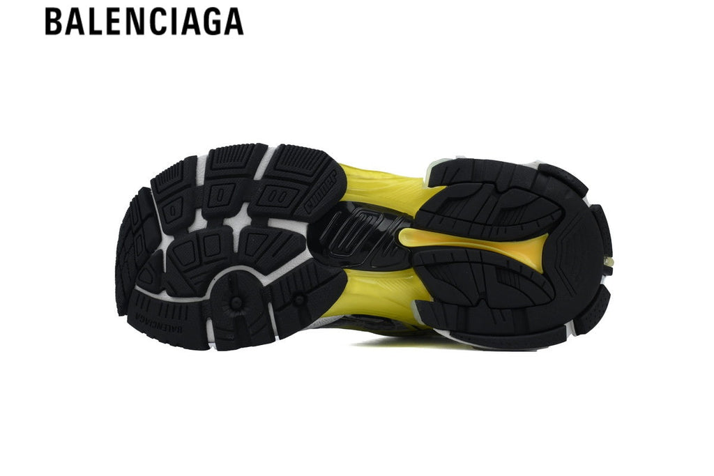 Balenciaga Runner men's shoes  women sneakers — Silver Mesh, Yellow & Navy Synthetic Overlays
