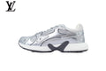 Louis Vuitton Low Top Sneaker – Silver Metallic Leather & Mesh with White Midsole