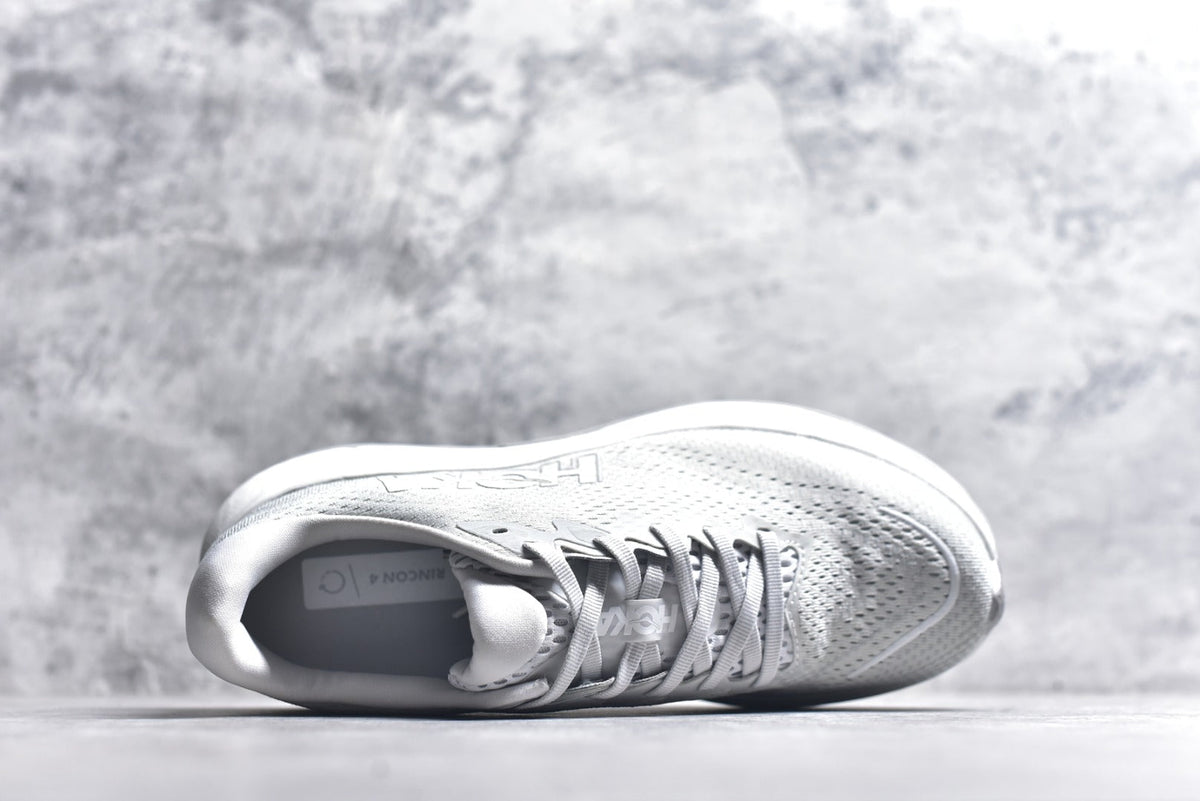 HOKA Rincon 4 Women's Men's Shoes | White & Light Gray Mesh Running Sneakers