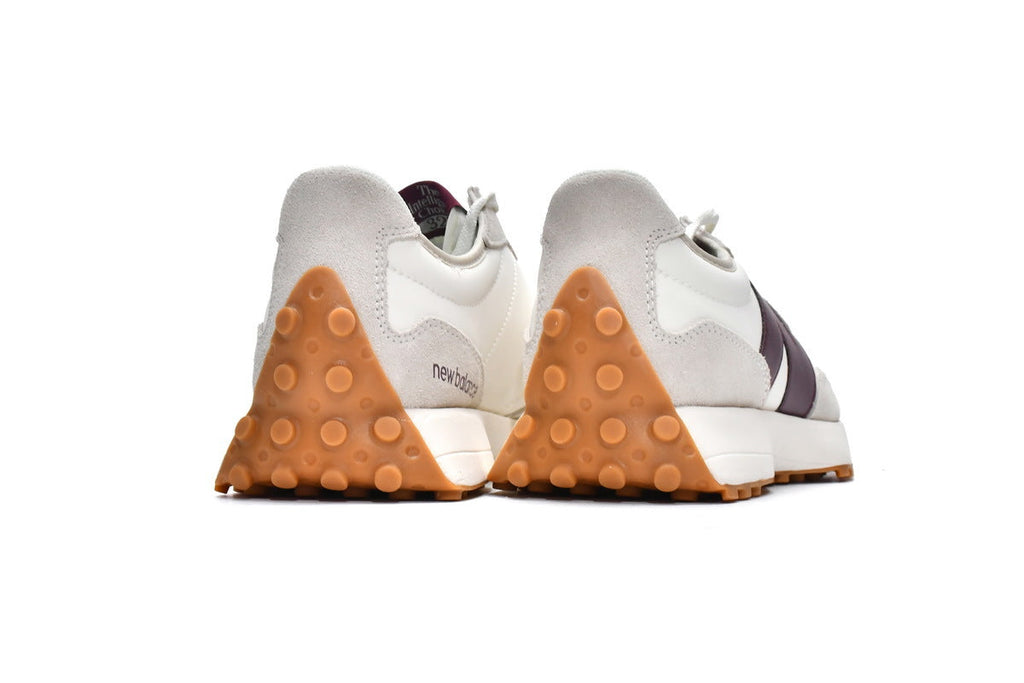 New Balance 327 Women's & Men's Retro Sneakers - White & Burgundy Gum Sole
