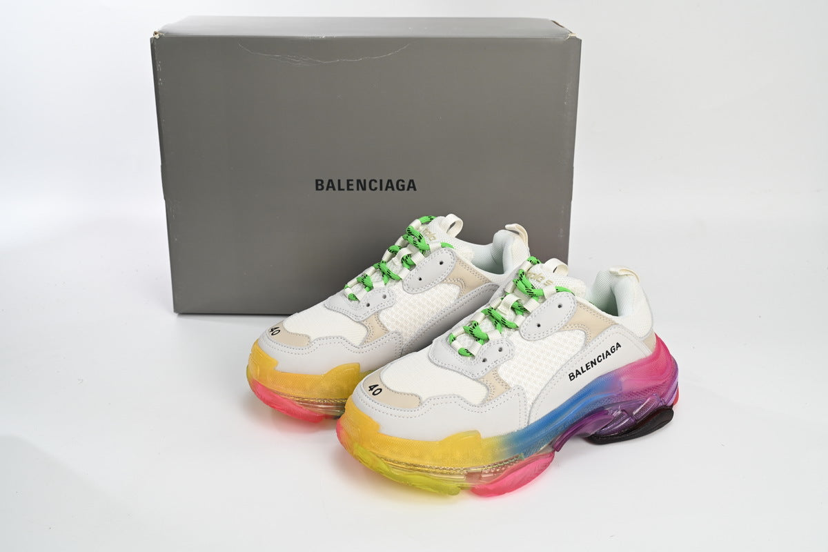 Balenciaga men's shoes Track Triple S Clear Sole Sneakers balenciaga runners Rainbow White