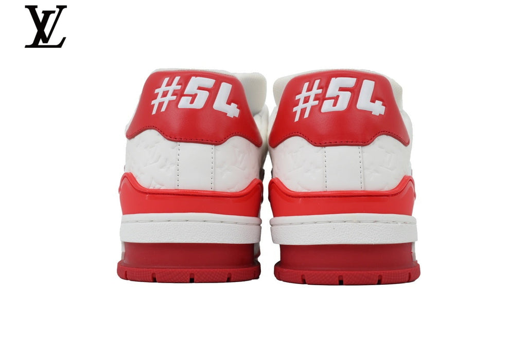 Louis Vuitton LV shoes for man  women Trainer Sneaker – Red & White