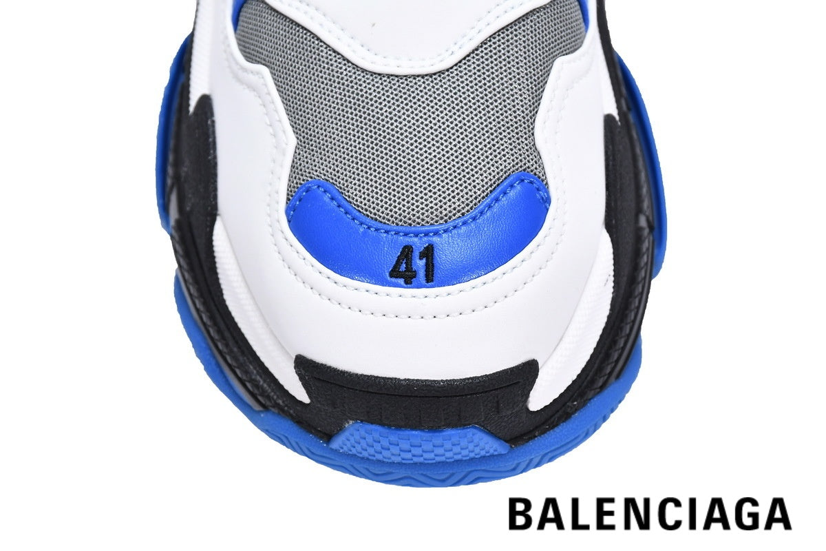Balenciaga Triple S men's shoes  women sneakers – White, Black & Blue