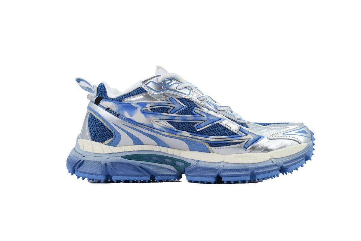 Off-White Be Right Back Women's Men's Shoes | Blue & Silver Mesh Retro Sneakers