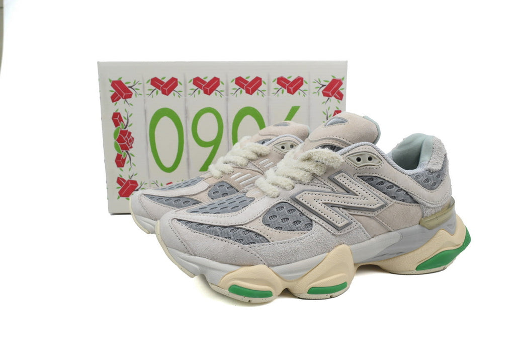 New Balance 9060 Women's & Men's Grey Cream Green Chunky Retro Sneakers