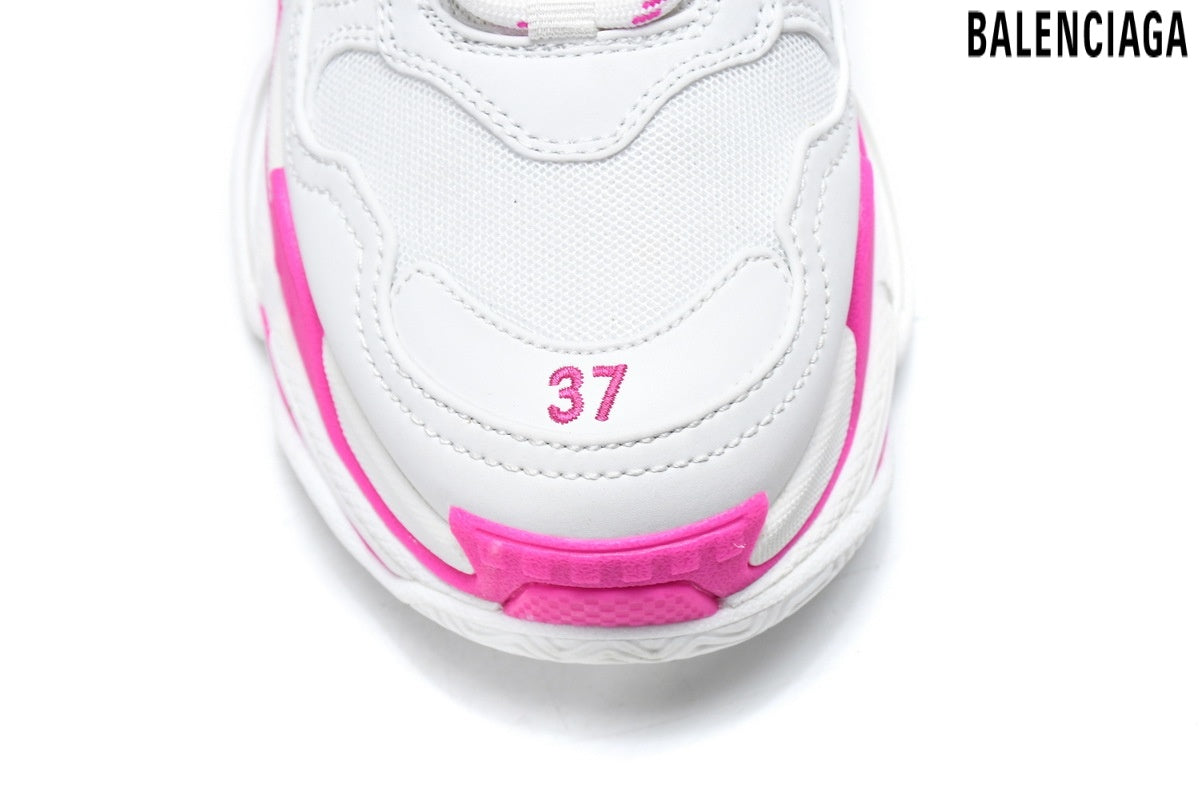 Balenciaga Triple S men's shoes  women sneakers – White & Pink