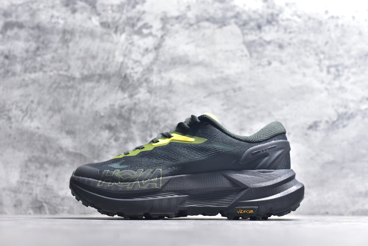 HOKA Mafate X Women's Men's Shoes | Black, Gray & Lime Yellow Trail Running Sneakers