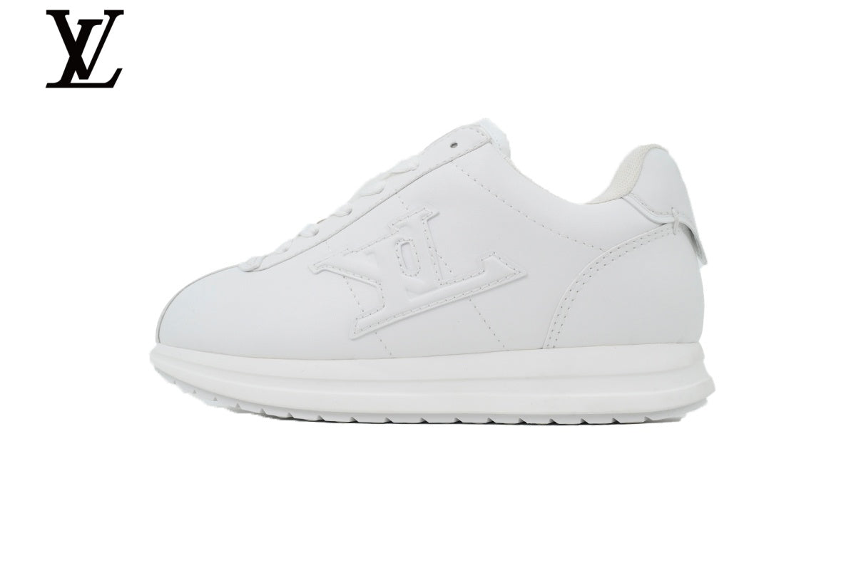 louis vuitton shoes for man  women sneakers White Leather Low-Top Sneakers