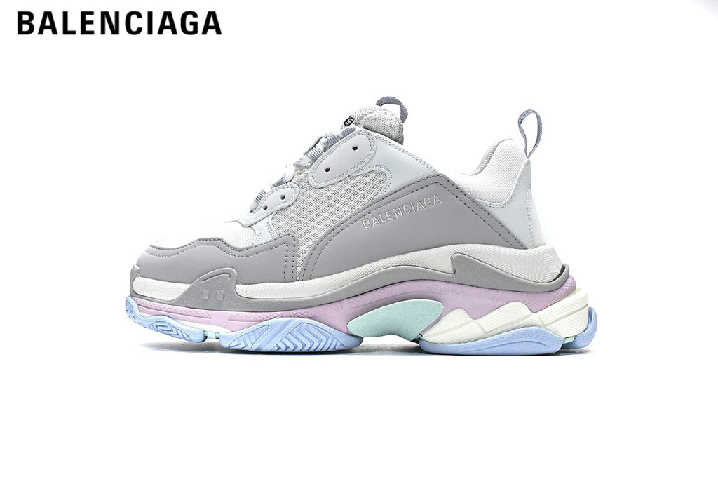 Balenciaga Triple S men's shoes  women sneakers — Grey / Pastel Multicolor
