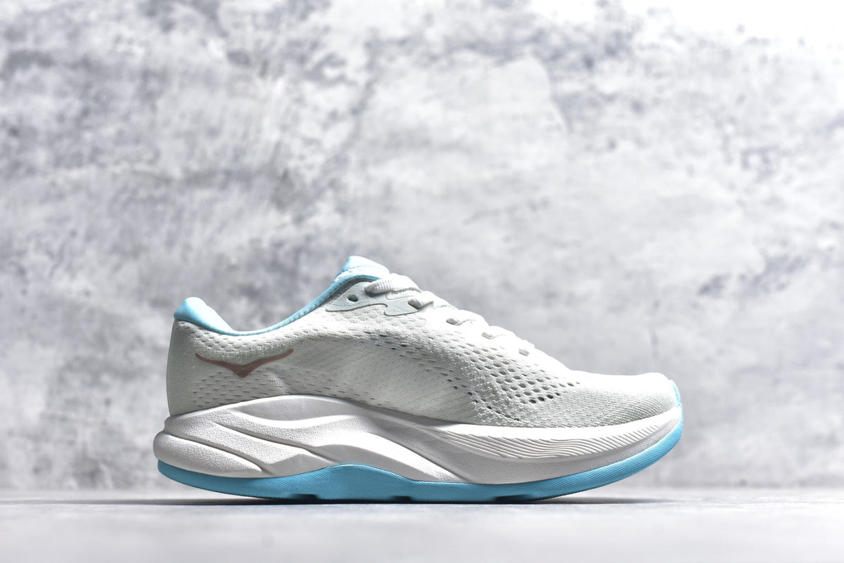 HOKA Rincon 4 Women's Men's Shoes | White & Aqua Blue Mesh Running Sneakers