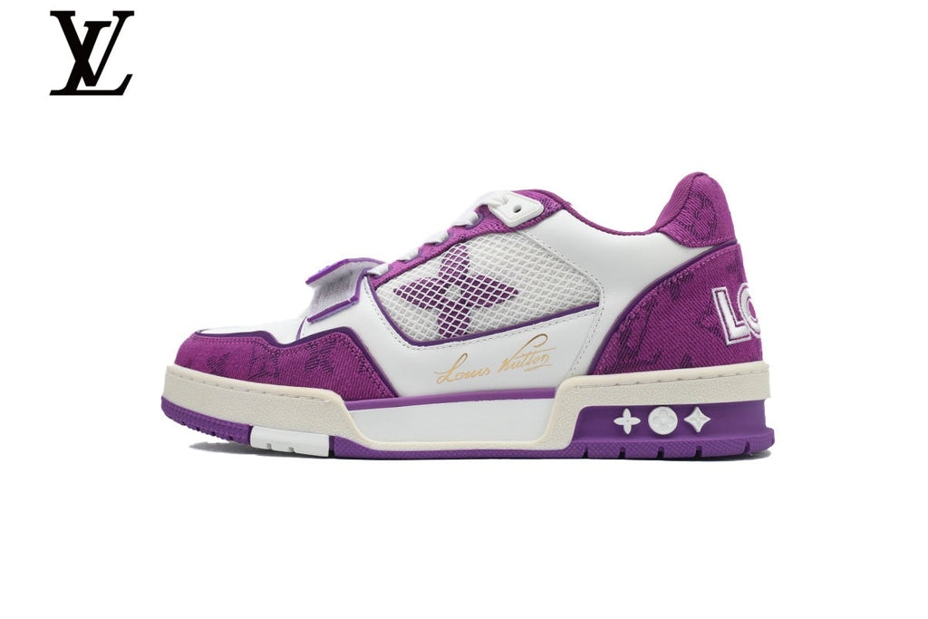 Louis Vuitton Trainer shoes for man  women Sneakers - Purple and White Mesh & Leather