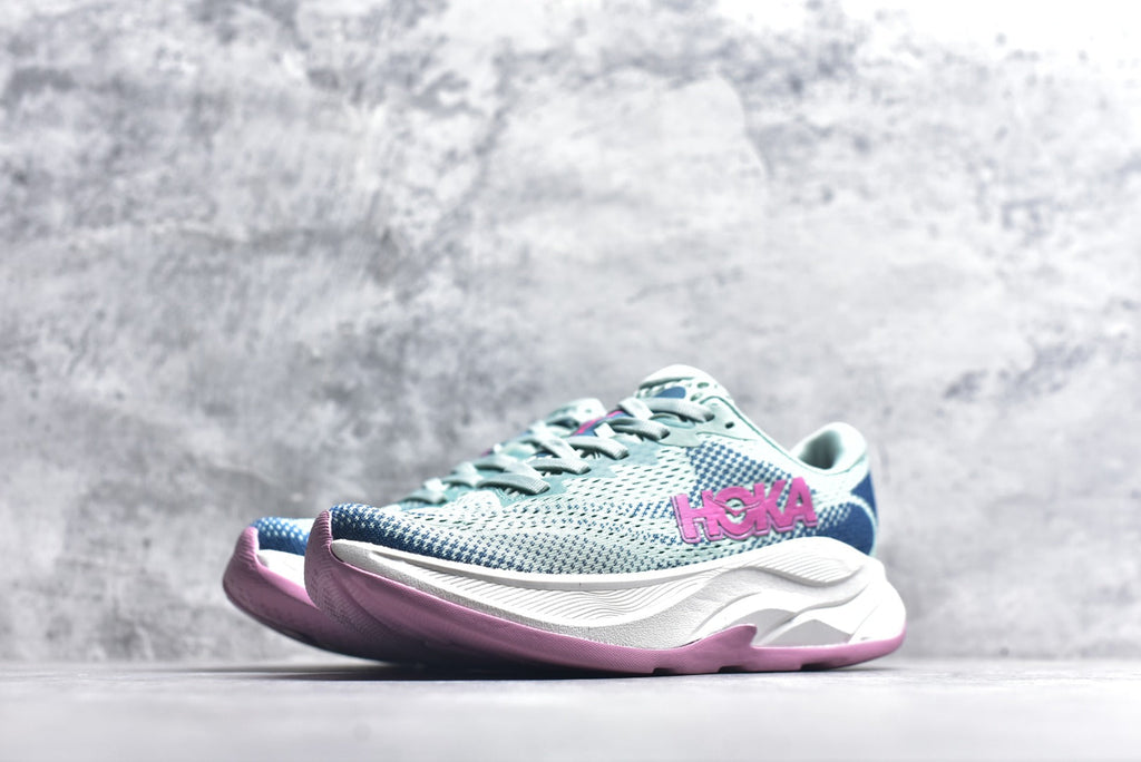 HOKA Rincon 4 Women's Men's Shoes | Mint Green, Navy & Pink Mesh Running Sneakers
